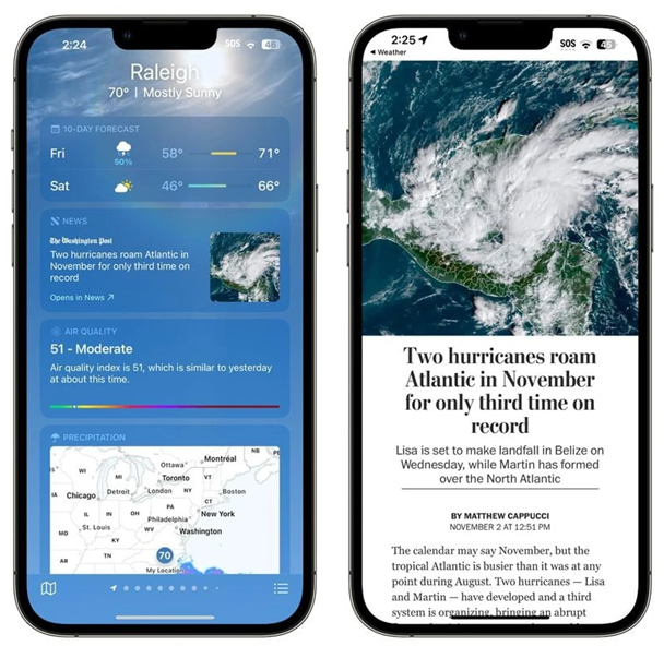 延平苹果14维修分享iPhone 14手机如何看天气时顺带看新闻 