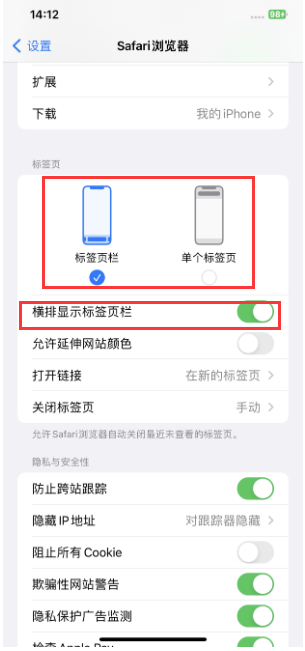 延平苹果手机维修分享Safari浏览器如何切换标签栏位置 