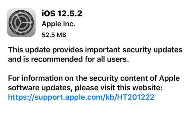 延平苹果手机维修分享iOS12.5.2发布，建议所有老苹果用户安装 